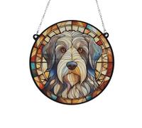 Bearded Collie Stained Glass Effect Suncatcher Gift for Dog Lovers - 19cm