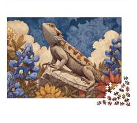 Bearded Dragon Art Print Jigsaw Puzzles Puzzles for Adults Kids. 1000 Pieces Whimsical Challenge Toy Educational Games Home Decoration for Adults& Kids Age 14 Years Up 70x50cm/1000pcs
