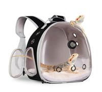 Bearded Dragon Backpack Carrier Reptile Thermometer Hygrometer, Clear Bubble Window Astronaut Space Capsule Travel Bag for Leopard Gecko, Ball Python, Lizard, Hermit Crab, Spider, Guinea Pig