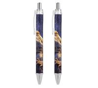 Bearded Dragon Ballpoint Pen Retractable Black Ink Ball Point Pens for Office Home 2 PCS