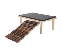 Bearded Dragon Basking Rock Platform with Ramp, Black Wood Stone Decor