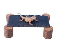 Bearded Dragon Basking Rock - Stone 7.87in 3.94in Slate with Cork Stakes | Reptile Turtle Snake Gecko Cave Climbing Decor for Aquarium Terrarium | Lizard Ball Turtle Habitat Accessory