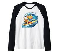 Bearded Dragon Catching A Wave Raglan Baseball Tee