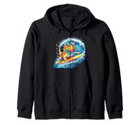 Bearded Dragon Catching A Wave Zip Hoodie