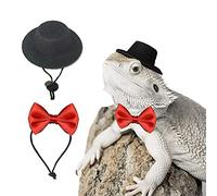 Bearded Dragon Clothes Costume Adjustable Hat and Bowtie Handmade Small Animals St. Patrick's Day Decorations Clothes for Lizard Chameleon Juvenile Iguana