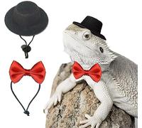 Bearded Dragon Clothes Costume with Adjustable Hat and Bow Tie,Patrick's Day Decorations Clothes for Lizard Chameleon Juvenile Iguana,Small Animal Outfit Suit for Cosplay (Large Pink)