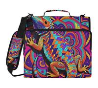 Bearded Dragon Colorful 1.5 Inch 3 Ringing Sturdy Zipper Binder with Handle and Removable Shoulder Strap Includes Zip Pocket Documents Files Storage Bag Suitable for Middle School