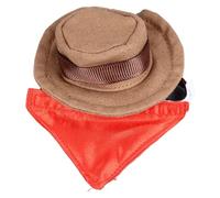 Bearded Dragon Cowboy Hat and Bandana Halloween Lizard Reptile Costume Cool Pet Cap Hamster Outfit Suit Cosplay Sculpt Set with Removable Bib for Leopard Gecko Small Animal (Coffee)