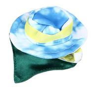 Bearded Dragon Cowboy Hat and Bandana Set Halloween,Adjustable Bearded Dragon Cowboy Costume,Reptile Costume Cap with Removable Bib for Lizard Hamster Small Animal (Blue)