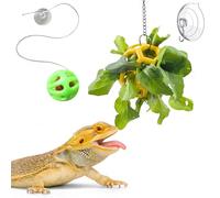 Bearded Dragon Enrichment Toys Feeder Ball, Interactive Feed Toys Bells Exercise Ball For Reptile Lizard Gecko Small Animals, Bearded Dragon Tank Accessories, Reptile Tank Accessories (Yellow)