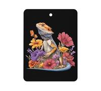 Bearded Dragon Floral Car Air Freshener Decorative Hanging Aromatherapy Tablets for Car Trucks Square