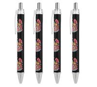 Bearded Dragon Floral Retractable Ballpoint Pen Black Ink Ball Point Pen Work Pens 4 PCS