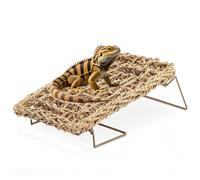Bearded Dragon Hammock - Reptile Tank Accessories with Adjustable Metal Legs - Natural Seagrass Basking Platform Bed Habitat for Lizards, Leopard Gecko, Snake, Turtle, Hermit Crab and Frog (Rectangle)