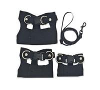 Bearded Dragon Harness and Leash Set, Adjustable Soft Leather Lizard Harness with Retractable Leash, Small Animal Walking Vest, Traction Rope for Reptiles, Squirrel, Rat, Comfortable Pet Leashes Blac