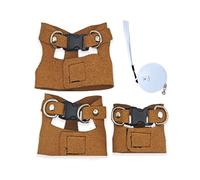 Bearded Dragon Harness and Leash Set, Adjustable Soft Leather Lizard Harness with Retractable Leash, Small Animal Walking Vest, Traction Rope for Reptiles, Squirrel, Rat, Comfortable Pet Leashes Brow