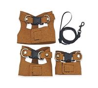 Bearded Dragon Harness and Leash Set, Adjustable Soft Leather Lizard Harness with Retractable Leash, Small Animal Walking Vest, Traction Rope for Reptiles, Squirrel, Rat, Comfortable Pet Leashes Brow