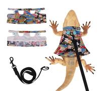 Bearded Dragon Harness and Leash Skirts Set Adjustable Reptile Lizard Leash Rope Dresses Clothes Starter Kit Accessories for Small Animal Outdoor Walking Training (Color)