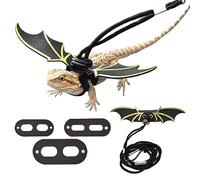 Bearded Dragon Harness Bearded Dragon Leash 4Pcs/Set 3 Size Adjustable Portable Safe Nylon Bearded Dragon Harness Lizard Harness Leash for Amphibians Other Small Pet Animals Gold