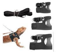 Bearded Dragon Harness & Leash Set, 3Pcs Leather Adjustable Small Animals Harness with 5.4Ft Leash for Reptiles Lizards