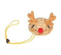 Bearded Dragon Hat Elk Antlers Shape Adjustable Buckle Strap Small Pets Straw Hat for Lizard Hamster Rats Guinea Pig Christmas Party Photo Shoot (S)