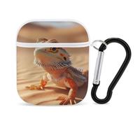 Bearded Dragon in Desert Funny Headphone Cases Compatible with AirPods 1&2 Hard PC Protective Cover with Keychain