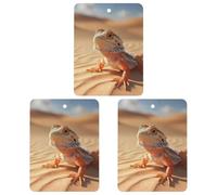 Bearded Dragon in Desert Hanging Car Air Fresheners 3Pcs Aromatherapy Tablets Automotive Fragrance Scented Card Decor Square