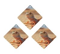 Bearded Dragon in Desert Hanging Car Air Fresheners 3Pcs Aromatherapy Tablets Automotive Fragrance Scented Card Decor Rhombus