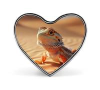 Bearded Dragon in Desert Heart Metal Brooches Small 1" Badge Pin Decorative Lapel Pins Gift Clothing Hat Accessory