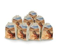 Bearded Dragon in Desert Reusable Gift Bags Drawstring Goody Bag 8Pcs Bunches Pocket Pouch Halloween Christmas Parties Favors Supplies