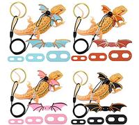 Bearded Dragon Leash and Harness Adjustable Leather Wings Costume Carrier from Baby to Juvenile Lizard Iguana Gecko Chameleon Hamster Ferret Reptile Walking Leash S M L 3 Pack (Red)