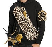 Bearded Dragon Leash and Harness Set, Beardie Carrier, Lizard Adjustable Harness with Leather Wings and Sling Bag, Reptile Small Pet Backpack Batwing Accessories (Leopard Pattern)