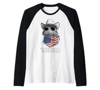 Bearded Dragon Lizard American Flag Bandana Cool Cowboy Hat Raglan Baseball Tee