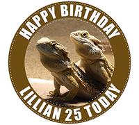 Bearded Dragon Lizard - Any Size (4in - 7.5in) Personalised Edible Cake Topper on Premium Icing