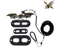 Bearded Dragon Lizard Harness Leash Set, Adjustable Reptile Lizard Leashes with Colorful Soft Leather Dinosaur Wing for Lizards, Geckos, Chameleon Bearded Dragon Decor Suit for Outdoor Travel-Black