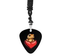 Bearded Dragon Love Heart Guitar Pick Pendant Necklace for Acoustic Electric Bass Players Guitar Accessories Guitarist Gifts