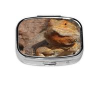 Bearded Dragon,Meta Pill Box 2 Compartment Medicine Case,Portable Organizer,Rectangle Meta Portable Organizer Pill Box 985 Compartment Medicine Case