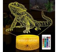 Bearded Dragon Night Light Lamp: Cool 3D Illusion Lamp with 16 LED Colors Changing & Remote Control for Boy and Girl, Perfect Bearded Dragon Tank Accessory and Gifts