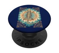 Bearded Dragon on Mandala Pattern with Boho Sunburst PopSockets Adhesive PopGrip