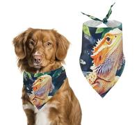 Bearded Dragon on Rock Cute Dog Bandana Triangle Adjustable Washable Cat Scarf Pet Accessories