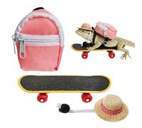 Bearded Dragon Outfits - Reptile Enrichment Accessories - Lizard Accessories Skateboard Toy Set, for Turtle Habitat Iguana Hamster and Small Pets