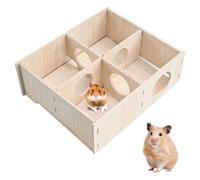 Bearded Dragon Platform, 4-Grids Wooden Reptile Cave Fully-Enclosed Lizard Hideout House for Bearded Dragons, Reptiles, Geckos