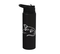 Bearded Dragon Reptile Keeper Silhouette Stainless Steel Insulated Water Bottle