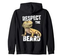 Bearded Dragon Respect The Beard Quirky Lizard Theme Zip Hoodie