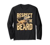 Bearded Dragon Respect The Beard Reptile Lover Art Long Sleeve T-Shirt
