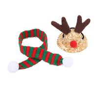 Bearded Dragon Santa Hat Scarf Set, Reptile Christmas Costume, Adjustable Straw Elk Hat with Soft Cotton Scarf, Festive Lizard Clothing for Holiday Party Photos, Small Pets Decorat (Small hat)