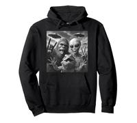 Bearded Dragon Selfie With Bigfoot & Alien Funny UFO Pullover Hoodie
