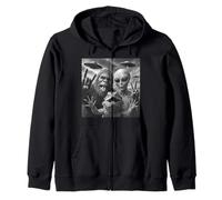 Bearded Dragon Selfie With Bigfoot & Alien Funny UFO Zip Hoodie