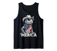 Bearded Dragon Sunglasses American Flag Bandana Cowboy Hat Tank Top
