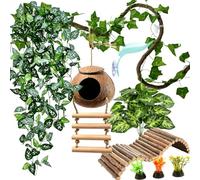 Bearded Dragon Tank Accessories, 18 PCS Reptile Leaf Plants (18, Green)