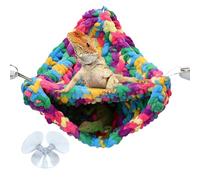 Bearded Dragon Tank Accessories - Soft Hand-Woven Swing Bed | Double-Layer Design Reptile Hammock with Hooks Suction Cups